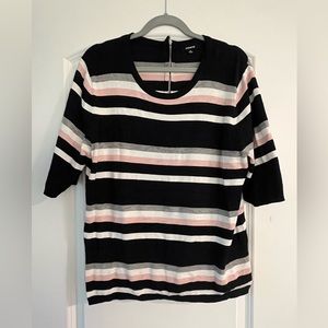 Striped light sweater, navy/pink/white